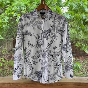 T. Tahari Women's Black And White Floral Button Down Shirt Size S. NEW
